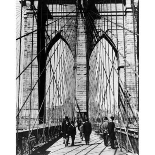 Superstock Superstock SAL25512913 Group of People Walking On A Suspension Bridge Brooklyn Bridge New York City New York USA C. 1883 Poster Print; 18 x 24 SAL25512913